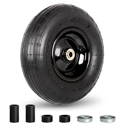 GICOOL 4.00-6 Pneumatic Tire and Wheel, for Wheelbarrows Graden Cart - color: Black