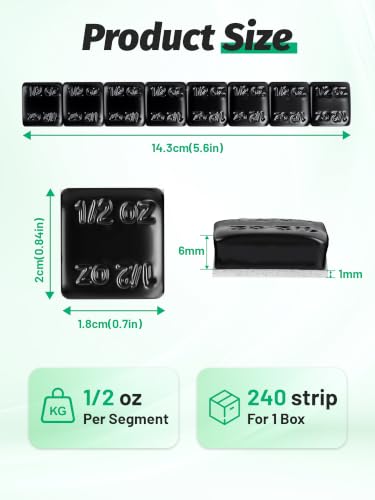 1/2oz 0.5oz Adhesive Stick on Wheel Weights 2 box, 120oz Case Black - color: Black, size: 1/2 oz, 240 pack