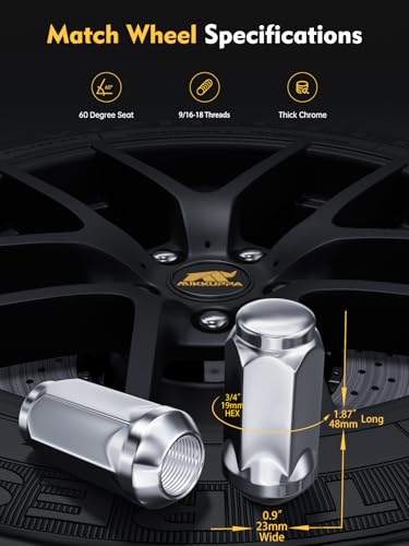 MIKKUPPA 9/16-18 Wheel Lug Nuts, Chrome 24PCS Closed End Lug Nuts - color: Silver, size: 9/16"-18 (24PCS)