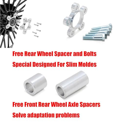 TOFR 16x3.5 16x3.5 Fat Spoke Wheels Black For Harley Softail Slim 2012-2021 - size: Front:16x3.5 Rear:16x3.5
