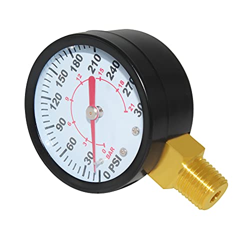 Joywayus Pressure Gauge 0 to 300 PSI Brass 1/4" Male NPT Thread Lower Mount, Multiple Function - size: 0-300PSI--1/4", style: No Glycerin Filled