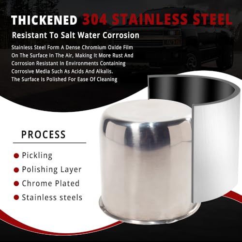 Rtrhinotuning Stainless Steel Push Through Center Caps 4.88" for Trailer Truck Rv Wheel Rims Chrome Trailer Hub Cap 4.76" Hight 4 PCS Wheel Center Caps - color: Chrome, size: 4.88" Center Hole, 4.76" Height