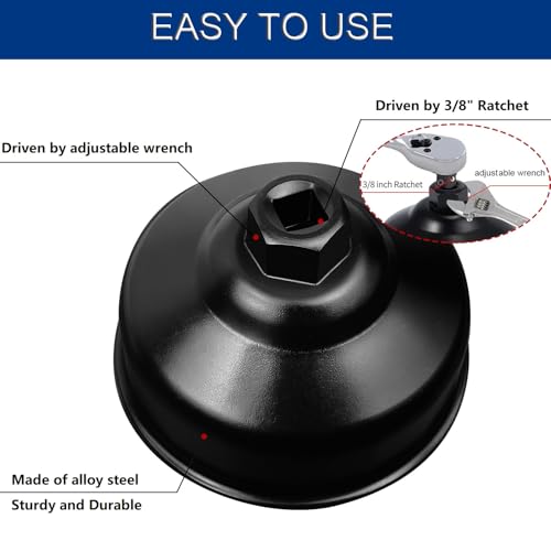 86.4mm 16 Flutes Oil Filter Wrench for BMW and Volvo with 86mm Filter Housing Caps, Removal Tool to Change Oil, Steel Socket Wrench Kit
