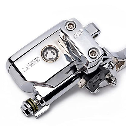 Motorcycle 1" Handlebar Clutch Lever Hydraulic Brake Master Cylinder + Control Switches Wiring Harness Chrome Kit for 1996-2012 Harley Softail Dyna Sportster V-Rod DC 12V