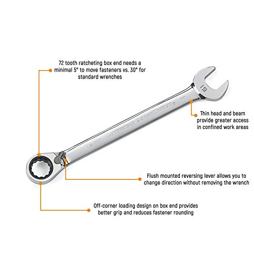 GEARWRENCH 8 Pc 72T Reversible Ratcheting Combination SAE Wrench Set |9533N