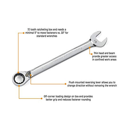 GEARWRENCH 8 Pc 72T Reversible Ratcheting Combination SAE Wrench Set |9533N
