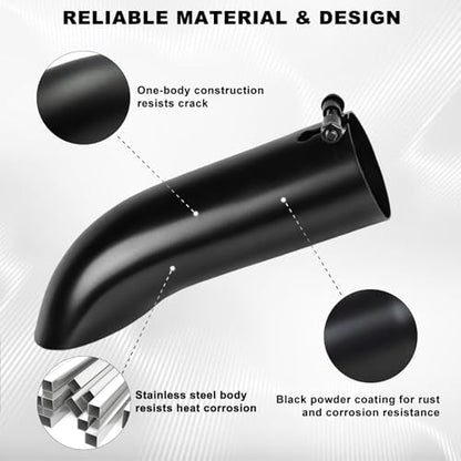 Mupera Universal 3" Turn Down Exhaust Tip, 3" Outlet, 12" Long - size: 3" Inlet 3" Outlet 12" Length Black