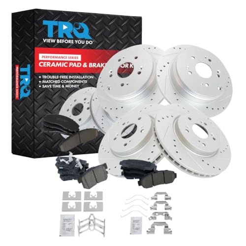 TRQ Performance Front and Rear Brake Pad and Rotor Set Ceramic Coated