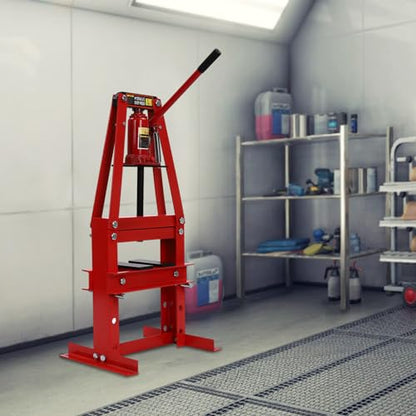 Hydraulic Power Units, 6-Ton Benchtop Hydraulic A-Frame Shop Press with Press Plates, Hydraulic 6 Ton Garage Floor Adjustable Shop Press with Plates, Hydraulic Press, Red, Hydraulic Shop Press
