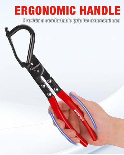 WORKPRO Exhaust Hanger Removal Tool with 4 Rubber Hangers, Red - color: Red