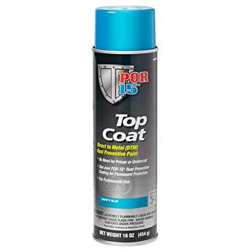 POR-15 Top Coat Spray Paint, Direct to Metal Paint, Long-term Sheen and Color Retention, 16 Fluid Ounces, Safety Blue - color: Safety Blue