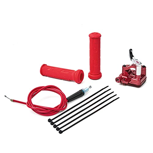 PUCKY New 7/8'' 22mm Thumb Throttle Cable Accelerator Handle Assembly for 50cc 70cc 90cc 110cc 125cc 250cc ATV Quad Go Kart TaoTao Pit Bike (Red) - color: 1 red ribbon solid