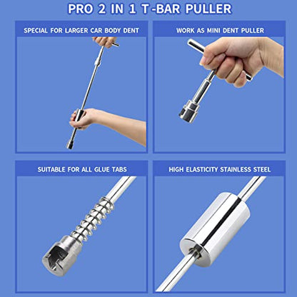 97PCS Auto Body Dent Repair Tool Kit, Paint-Friendly Dent Repair Kit with Golden Lifter, Slide Hammer T-bar Dent Puller, Bridge Puller, Suction Cup and Glue Gun for Car Dent Remove Tools Kit