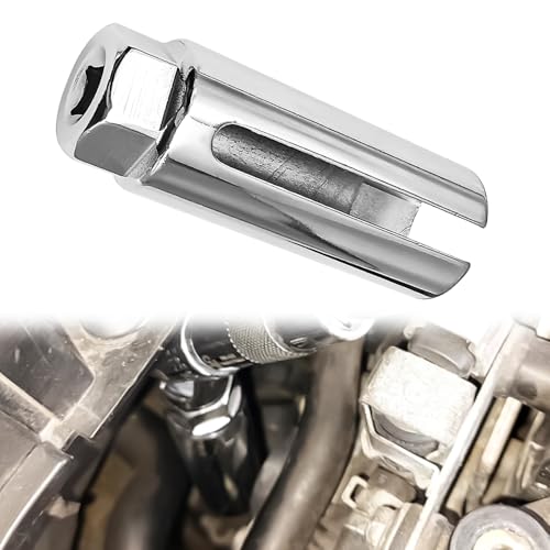 Drive Oxygen Sensor Socket with Side Wire Cutout 6-point Slotted Desigh 7/8 inch (22mm) an Offset Oxygen Sensor Socket Can be Installed and Removed (silver)