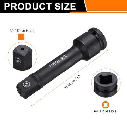 HARFINGTON Socket Extension Bar 3/4" Drive 6" Long CR-V Steel - size: 3/4" Square Drive 6" Long