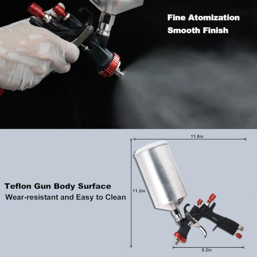 AEROPRO Tools R500 LVLP Double Air Spray Gun Kit with 1000cc Aluminum Cup - size: A610 Double Spray Gun Kit