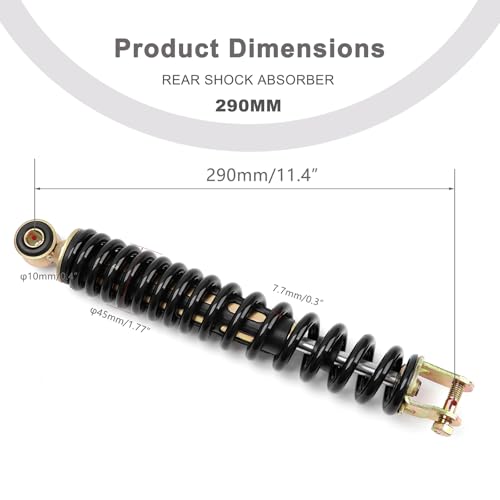 Minho Motorcycle Single Rear Shock Assembies 290MM/11.42" in Heavy Iron Material Compatible with Chinese GY6 50cc Scooter Mopeds Taotao ATM50 - size: 290mm