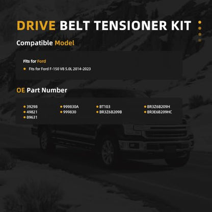 Serpentine Belt with Tensioner Kit #39298 49821 89631 - size: 2014-2023 for F-150