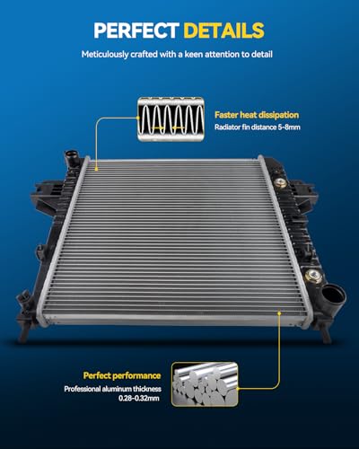 PHILTOP CU1552 Radiator 31-1/2"Core Compatible With 1994-2001 Ram 1500 1994-1997 Ram 2500/3500(Cylinders:8) (w/ 31-9/16 in. x 19-7/16 in. x 1-1/4 in. Core) - size: 94-01 Ram 1500 5.2L/3.9L, 94-97 Ram 2500