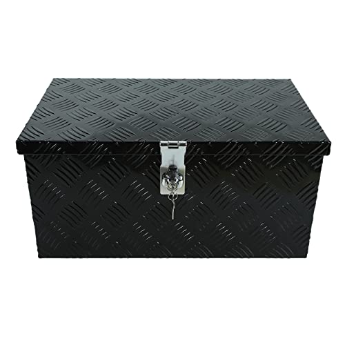 20 X 12 X 9.45 Inch Black Aluminum 5 Bar Tread Tool Box Truck Car Outdoor Trailer Pickup Underbody Toolbox, RV Storage Organizer, Underbed Tools Organizer With Lock & Keys