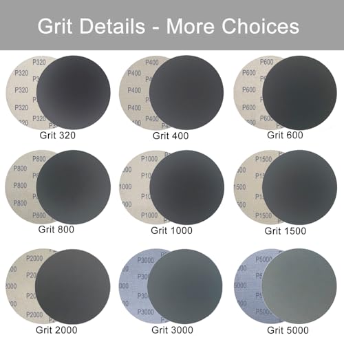 6 Inch 50 Pcs Wet Dry Hook and Loop Sanding Discs, No Hole, 320 Grit - style: Grit 320
