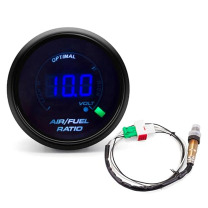 Car 52mm Digital AFR Gauge with Narrowband O2 Sensor Blue LED Automobile Meter… (A/F Ratio Gauge) - style: A/F Ratio Gauge