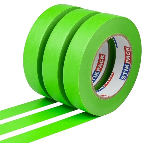 3 Rolls Premium Green Painters Tape 0.94" x 55 Yards, Automotive Masking Tape, Paint Tape for Multi-Purpose, Painting, Painter's, DIY Crafts Arts Decoration Labeling No Residue, Easy Removal - color: green