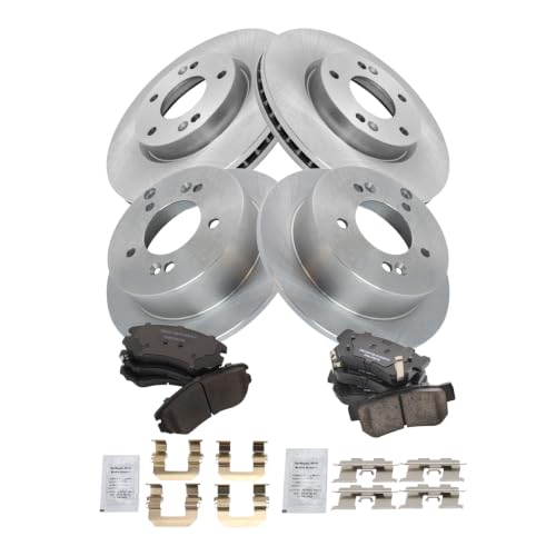 TRQ Front and Rear Brake Pad and Rotor Set Ceramic Vented Solid Rotors - style: BKA11105