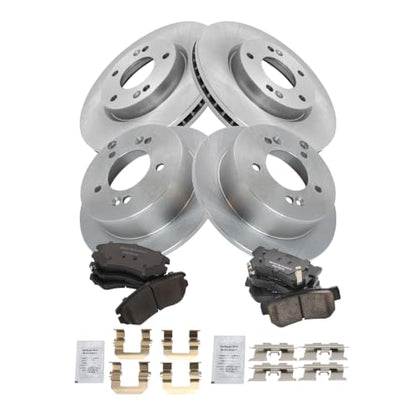TRQ Front and Rear Brake Pad and Rotor Set Ceramic Vented Solid Rotors - style: BKA11105
