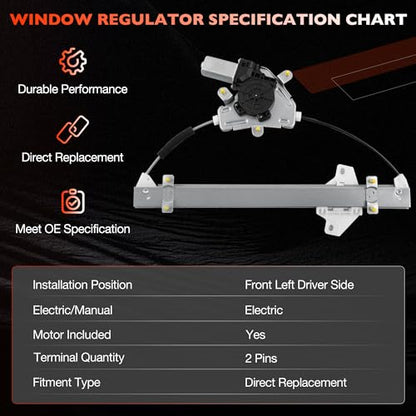 751‑632 Front Left Driver Side Power Window Regulator w/Motor Assembly - size: 751‑632