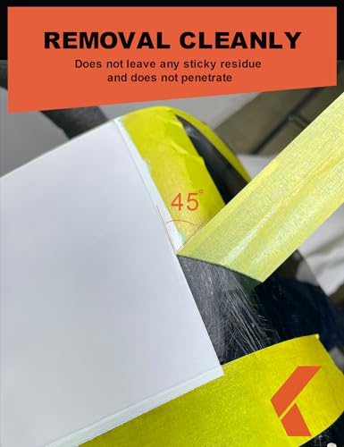 KREFINISH Professional Auto Body Painters Tape, Yellow, 1.41in x 60 yards/3 Rolls, Heat Resistant, No Residue, UV & Moisture Resistant, Ideal for Auto Body Painting, Cars, Trucks, Motorcycles - size: 1.41in-3rolls
