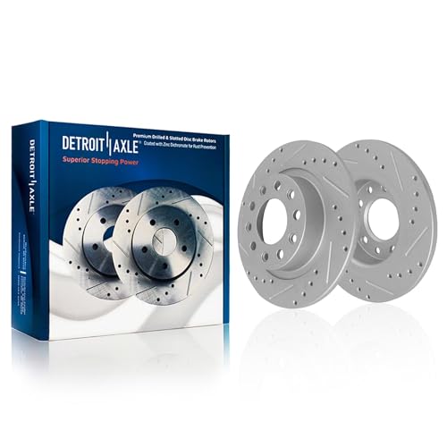 Detroit Axle - 10pc Drilled and Slotted Brake Kit for 2013-2016 Dodge Dart - size: 10PR53075/kit