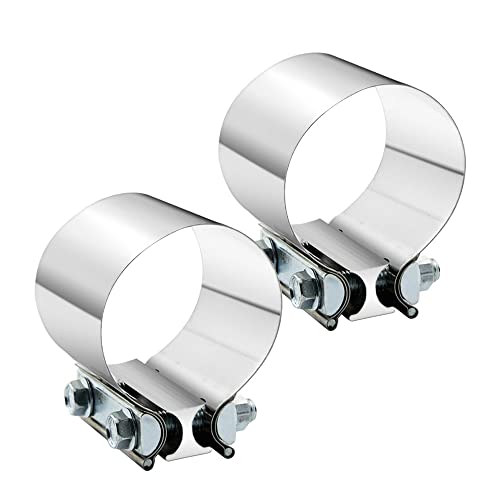 4.0 Inch Exhaust Clamp 4" Butt Joint Band Clamp Sleeve Coupler Stainless Steel 3 Inch for Exhaust Pipes, Mufflers and Catalytic Converters (2 PCS) - size: 4.0"