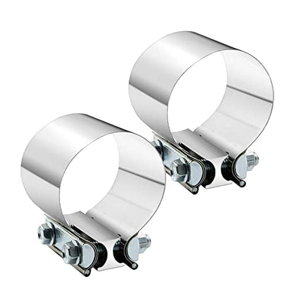 4.0 Inch Exhaust Clamp 4" Butt Joint Band Clamp Sleeve Coupler Stainless Steel 3 Inch for Exhaust Pipes, Mufflers and Catalytic Converters (2 PCS) - size: 4.0"
