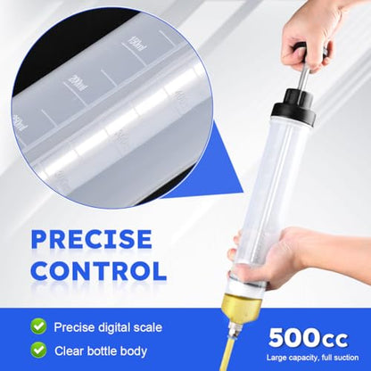 Kakalote 500CC Fluid Extractor, Automotive Fluid Extractor Pump Manual Fuel Suction & Filler, Fluid Oil Change Evacuator, Car Vacuum Fuel Transfer Oil Extractor Pump for Fluid Extraction
