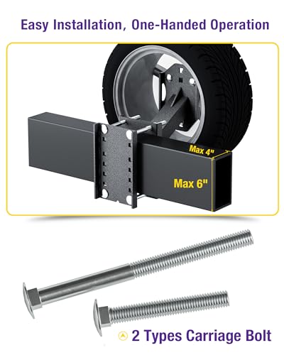 Sturdy Spare Tire Carrier fit Boat Camper RV Trailer Holds up to 150 Lbs, Heavy Duty Spare Tire Mount Bracket with 3-Point Fixed Method Fits Most 4/5/6 Lugs Wheels, No Rust and Deformation