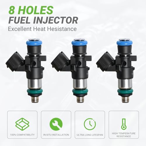 Fuel Injectors Set of 3 Compatible with Smart Fortwo 1.0L L3 GAS 1000CC, 2008 2009 2010 2011 2012 2013 2014 2015# Replace 1320780223 1465A129 EAT307 JSN180E