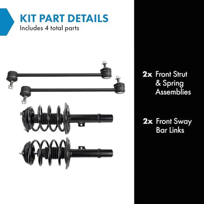 TRQ Front Strut Spring & Sway Bar Links Set - style: PSA32633