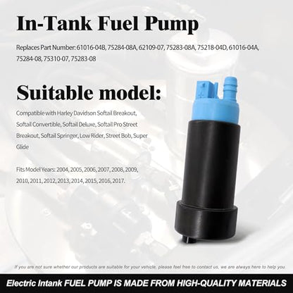 61016-04B Fuel Pump with Filter Compatible with Harley Davidson - style: 75290-08