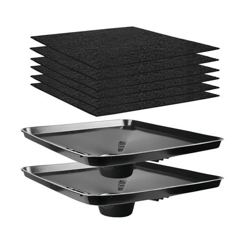 2-Pack 17892 Transmission Drain Pan for Lisle Oil Drains, 6Pcs 22'' Oil Drain Splash Pads, Large Fluid Catch Pan Square Oil Drain Pan Fits Different Funnels Keep Floor Clean