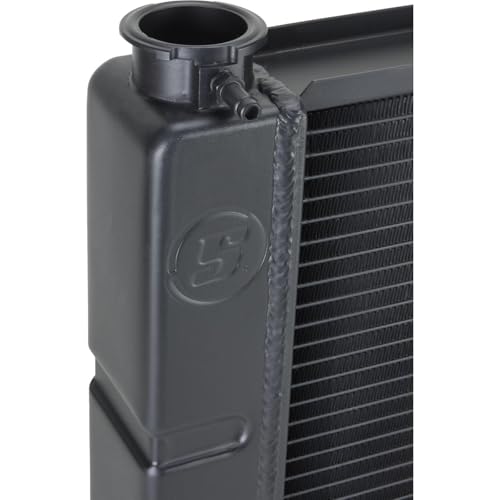 Speedway Motors 31” Double Pass Aluminum Racing Radiator for SBC and BBC Engines, 2-Row 1” Tube Core, 2.25” Thick, Black Finish, High Cooling Efficiency