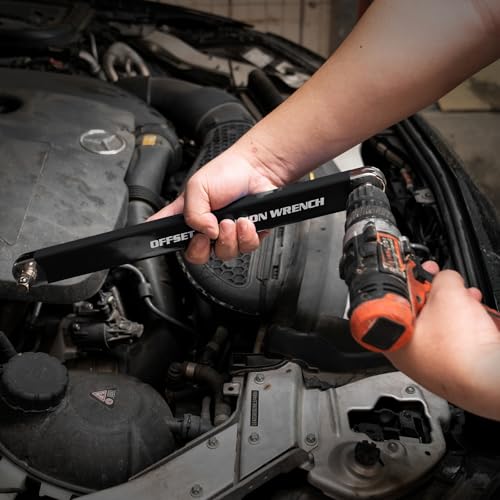 Offset Extension Wrench, Ratchet Extension Bar with 1/2", 1/4" and 3/8" Square Drive Adapters, Impact Wrench Extender for Access to Confined Fastener, Ratchet Extenders Tool with 3 Adapters Socket - color: Black