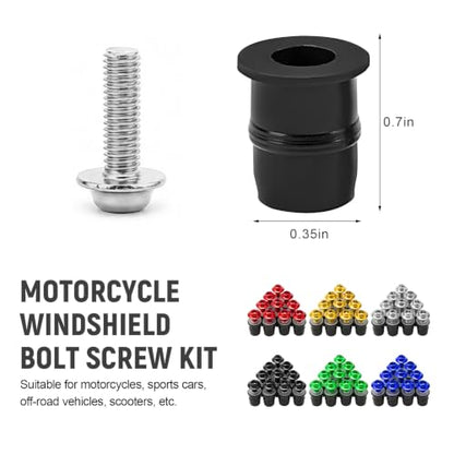10PCS Motorcycle Windshield Bolt Kit, M5 Motorbike Fairing Bolts Nuts (Silver) - color: Silver