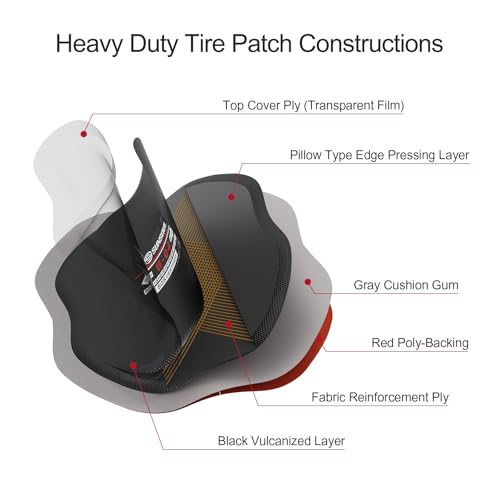 SUNSOUL 10Pcs Bias Tire Patch, 5.32" x 5.32" Heavy Duty Tire Repair Patches - color: 5.32"×5.32"