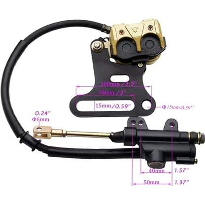 PRO BAT 15mm Hydraulic Rear Disc Brake Caliper System w/Brake Pad Kit - color: Golden, size: 15mm