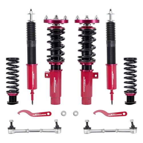 maXpeedingrods Coilovers for BMW 3 Series E90 RWD 2004-2011, for BMW E91 RWD 2004-2012, for BMW E92 RWD 2005-2013, for BMW E93 RWD 2006-2013, Height Adjustable Coilover Suspension Lowering Kit Red