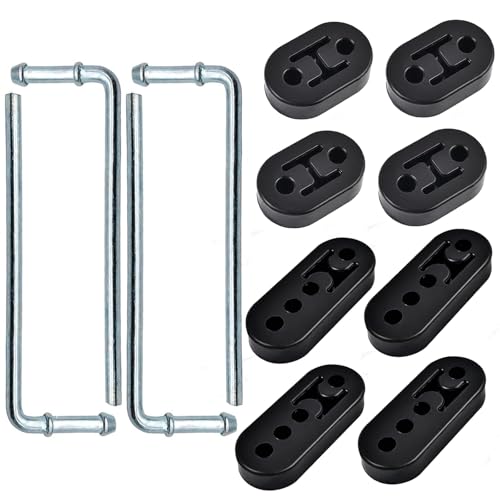 Exhaust Hanger Rod & Rubber Hanger Set, 10" Long 3/8" Rod, 12 Pcs - size: 12 PACK