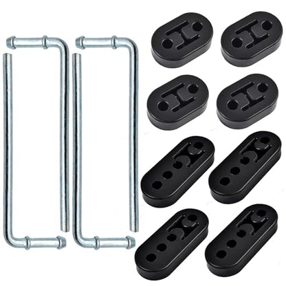 Exhaust Hanger Rod & Rubber Hanger Set, 10" Long 3/8" Rod, 12 Pcs - size: 12 PACK