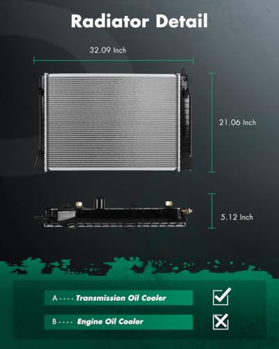 SCITOO Radiator compatible with Chevrolet Corvette - size: 1885