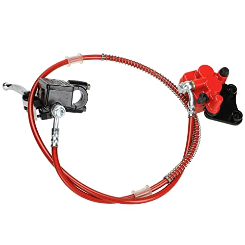 FVRITO Front Disc Hydraulic Brake Master Cylinder Caliper Handle Lever Line Assembly with Brake Pads for 50cc 70cc 90cc 110cc 125cc SSR TaoTao Apollo Coolster Moped Scooter Chinese Pit Dirt Bike Red - color: Red